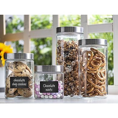 Glass Canister Set with Airtight Lids, Labels & Food Storage Jars
