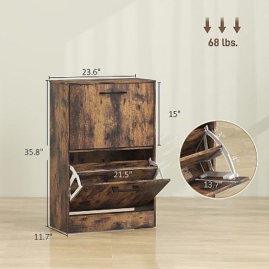 HOMCOM Shoe Cabinet with Flip Drawers, Shoe Storage Cabinet