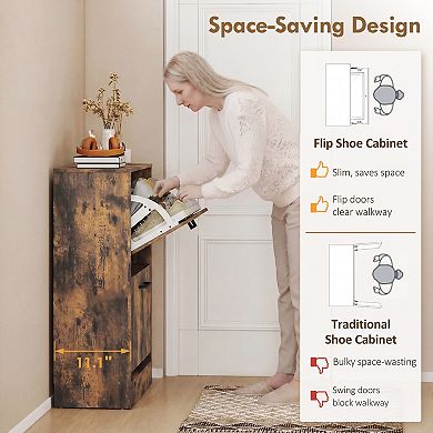 HOMCOM Shoe Cabinet with Flip Drawers, Shoe Storage Cabinet