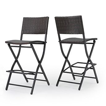 Bar Stools With Foldable Wicker Structure For Outdoor Patio Use