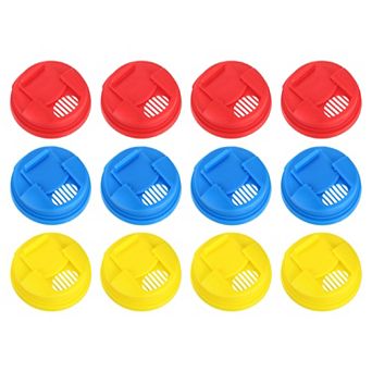 12 pc Soda Can Lids, Plastic Can Covers, Can Toppers for Soda Beverage Red Yellow Blue