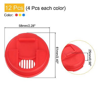 12Pcs Soda Can Lids, Plastic Can Covers, Can Toppers for Soda Beverage Red Yellow Blue
