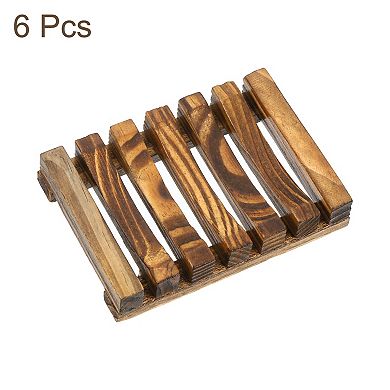 6Pcs Wooden Soap Dish, Self Draining Natural Big Bar Soap Holder for Shower Bathroom
