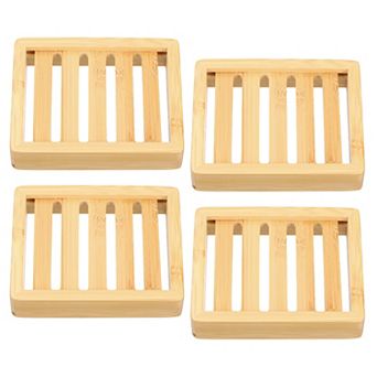 4 pc Rectangle Soap Saver Tray Self Draining for Bathroom Yellow