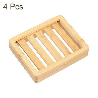 4Pcs Rectangle Soap Saver Tray Self Draining for Bathroom Yellow