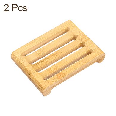 2Pcs Wooden Soap Tray, Wooden Soap Dish, Natural Soap Holder Yellow