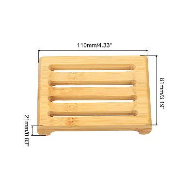 2Pcs Wooden Soap Tray, Wooden Soap Dish, Natural Soap Holder Yellow