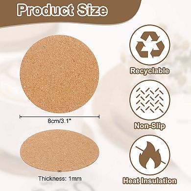 3.1"(D) 20PCS Round Drink Coaster Absorbent Coffee Coaster Brown