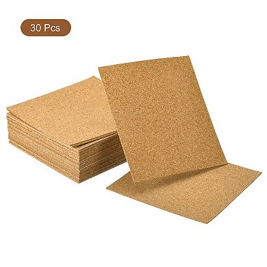 30Pcs Self-Adhesive Cork Square, Cork Coasters for DIY Crafts Brown