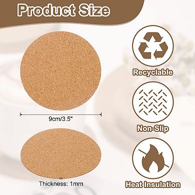3.5"(D) 20PCS Round Drink Coaster Absorbent Coffee Coaster Brown