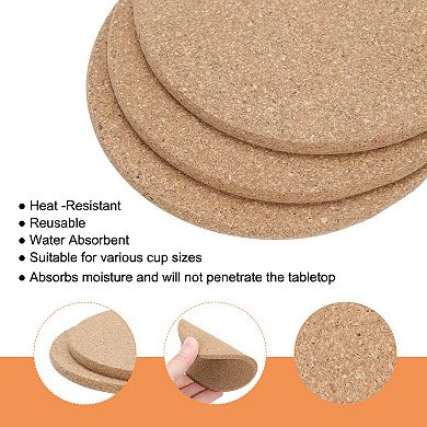 20pcs Cork Coaster for Drinks, Round Cork Coasters Tea or Coffee Coaster, Brown