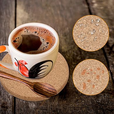 20pcs Cork Coaster for Drinks, Round Cork Coasters Tea or Coffee Coaster, Brown