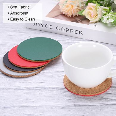 12Pcs Cork and Leather Coaster for Drink, Absorbent Coasters Round Cork Coasters