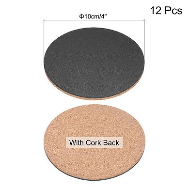 12Pcs Cork and Leather Coaster for Drink, Absorbent Coasters Round Cork Coasters