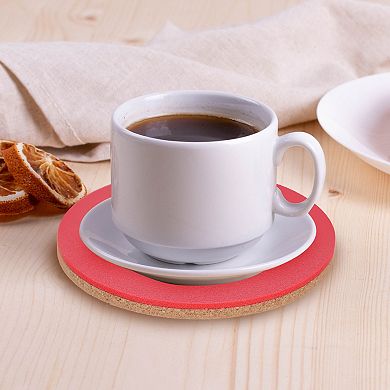 12Pcs Cork and Leather Coaster for Drink, Absorbent Coasters Round Cork Coasters