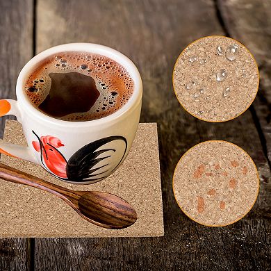 30Pcs Thick Cork Coaster for Drinks, Square Cork Coasters Absorbent Drink Coasters Brown