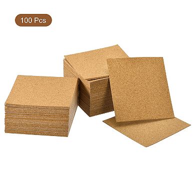 100Pcs Self-Adhesive Cork Square, Cork Coasters for DIY Crafts Brown