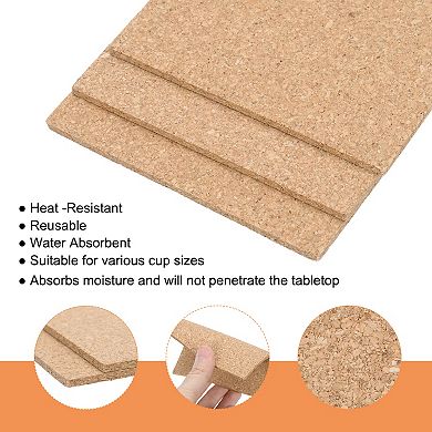 100Pcs Thick Cork Coaster for Drinks, Square Cork Coasters Absorbent Drink Coasters Brown