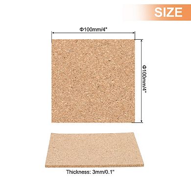 100Pcs Thick Cork Coaster for Drinks, Square Cork Coasters Absorbent Drink Coasters Brown
