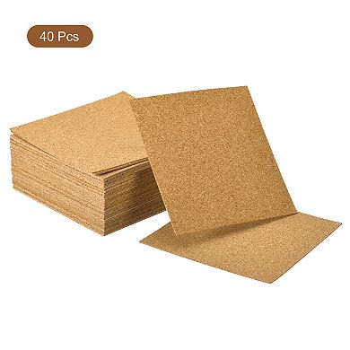 40Pcs Self-Adhesive Cork Square, Cork Tiles for DIY Crafts Brown