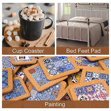 40Pcs Self-Adhesive Cork Square, Cork Tiles for DIY Crafts Brown
