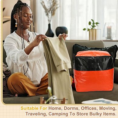 2Pcs Moving Bags Heavy Duty Woven Clothes Storage Totes Waterproof