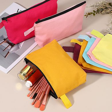 7.5 x 1.8 x 5.1 8Pcs Cotton Canvas Organizer Bag, Organizer Pouch with Zipper and Strap