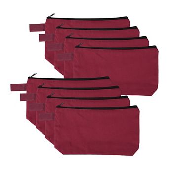 7.5 x 1.8 x 5.1 8 pc Cotton Canvas Organizer Bag, Organizer Pouch with Zipper and Strap