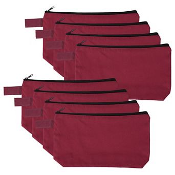 8.7 x 1.8 x 5.1 8 pc Cotton Canvas Organizer Bag, Organizer Pouch with Zipper and Strap