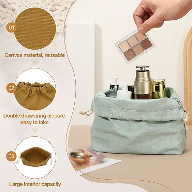 7.3 x 3.3 x 7.9 2Pcs Drawstring Organizer Bag, Canvas Bag Toiletry Organizer Pouch