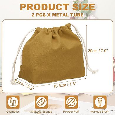 7.3 x 3.3 x 7.9 2Pcs Drawstring Organizer Bag, Canvas Bag Toiletry Organizer Pouch
