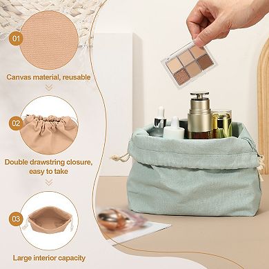 4.7 x 2.4 x 5.5 2Pcs Drawstring Organizer Bag, Canvas Bag Toiletry Organizer Pouch
