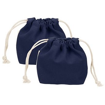 4.7 x 1.2 x 5.5 2 pc Drawstring Organizer Bag, Canvas Bag Toiletry Organizer Pouch Navy Blue