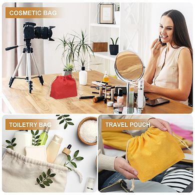 4.7 x 1.2 x 5.5 2Pcs Drawstring Organizer Bag, Canvas Bag Toiletry Organizer Pouch Navy Blue
