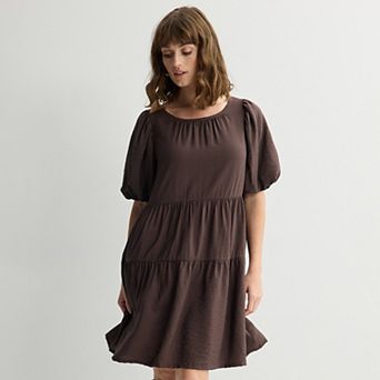Women's Sonoma Goods For Life® Balloon Sleeve Tiered Dress