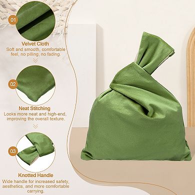 1Pc Velvet Wrist Knot Tote Bag, Women's Wristlet Knot Pouch