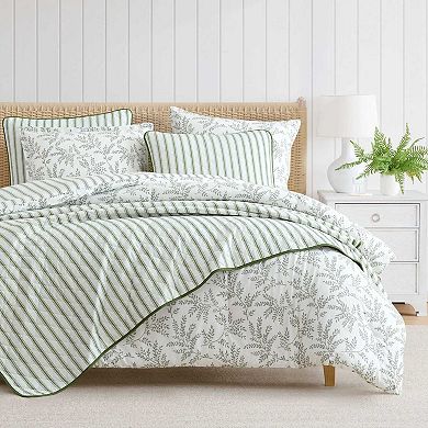 Martha Stewart Ms Core Ticking Stripe Quilt Set