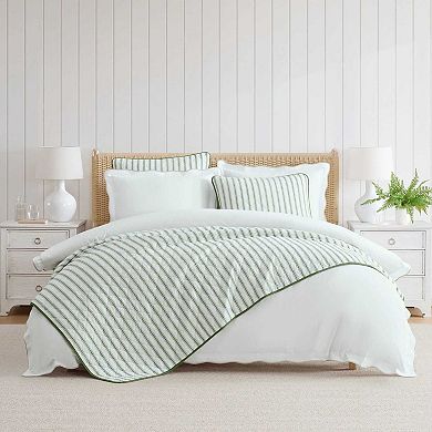Martha Stewart Ms Core Ticking Stripe Quilt Set