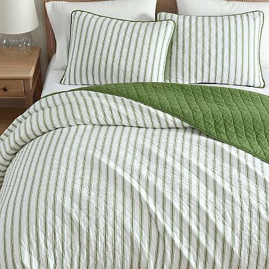 Martha Stewart Ms Core Ticking Stripe Quilt Set