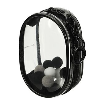 1 pc Clear Pouch Waterproof Coin Pouch with Keychain and Pom Poms
