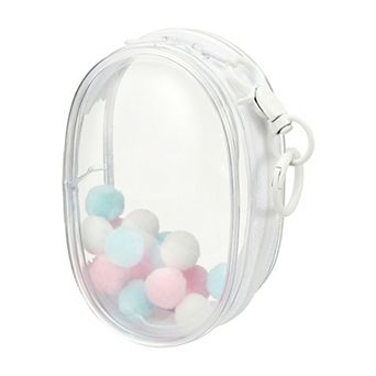 1 pc Clear Pouch Waterproof Coin Pouch with Keychain and Pom Poms