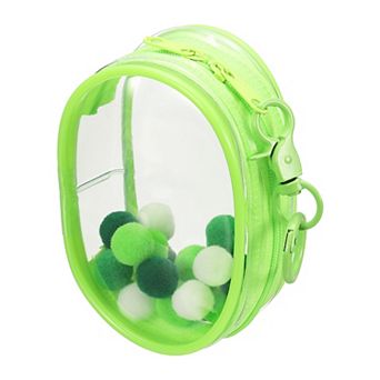 1 pc Clear Pouch Waterproof Coin Pouch with Keychain and Pom Poms