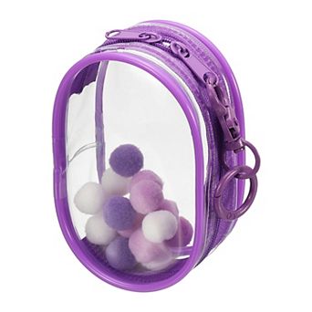 1 pc Clear Pouch Waterproof Coin Pouch with Keychain and Pom Poms