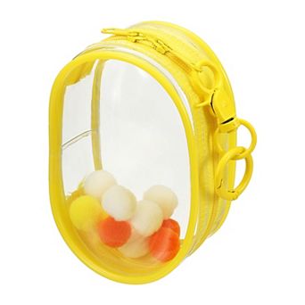 1 pc Clear Pouch Waterproof Coin Pouch with Keychain and Pom Poms