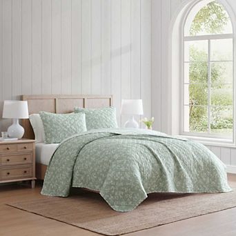 Martha Stewart French Bird Floral Quilt Set