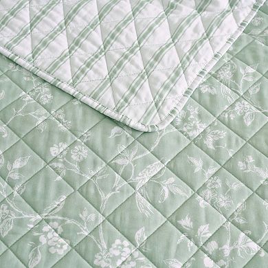 Martha Stewart French Bird Floral Quilt Set
