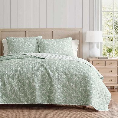 Martha Stewart French Bird Floral Quilt Set