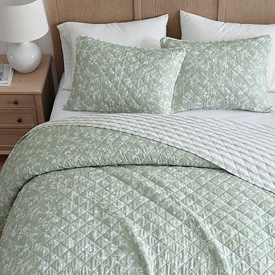 Martha Stewart French Bird Floral Quilt Set