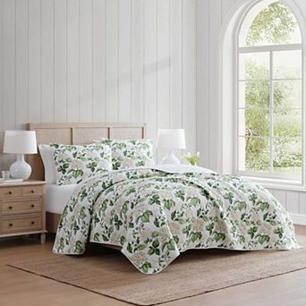 Martha Stewart Hydrangea Floral Quilt Set