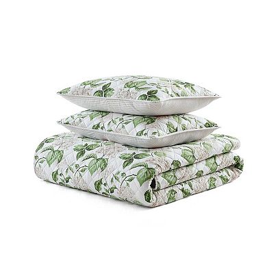 Martha Stewart Hydrangea Floral Quilt Set